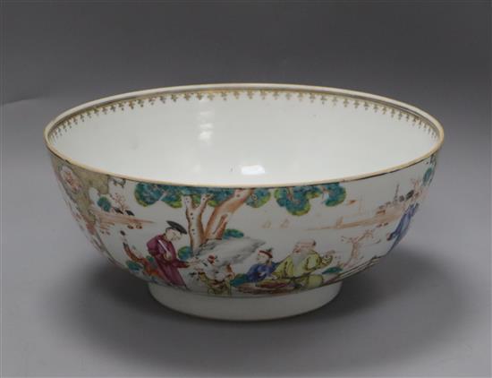 A Chinese export famille rose punch bowl diameter 30cm
